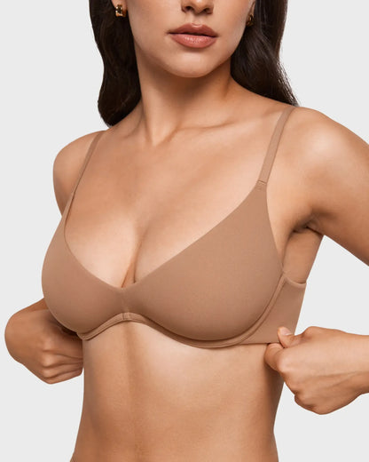 Women's Inbarely Plus Plunge Bra - Unlined Underwire Sexy Demi Balconette Bras