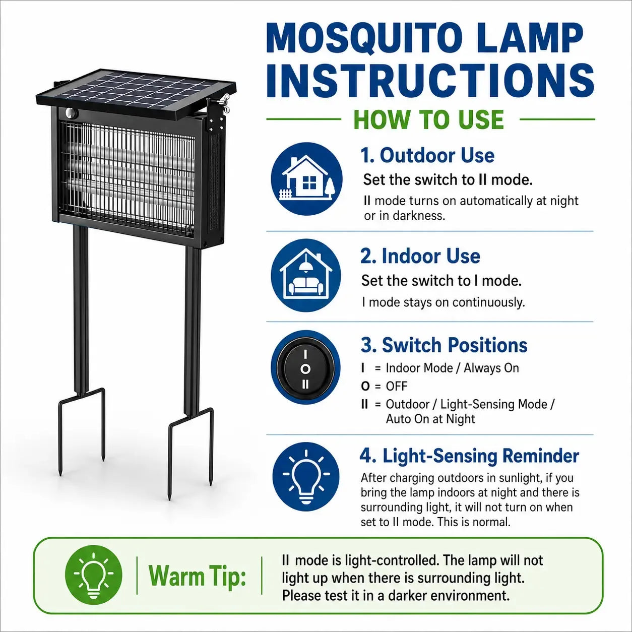 Solar Bug Zapper Outdoor Waterproof Electric Mosquito and Fly Zapper with Smart Light Sensor Rechargeable Solar Powered Trap for Patio, Backyard, Garden, Camping, and Indoor Use