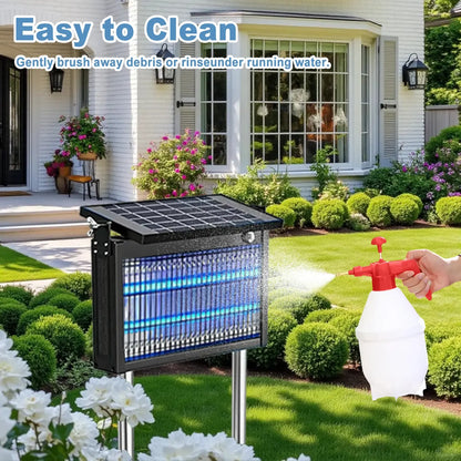 Solar Bug Zapper Outdoor Waterproof Electric Mosquito and Fly Zapper with Smart Light Sensor Rechargeable Solar Powered Trap for Patio, Backyard, Garden, Camping, and Indoor Use