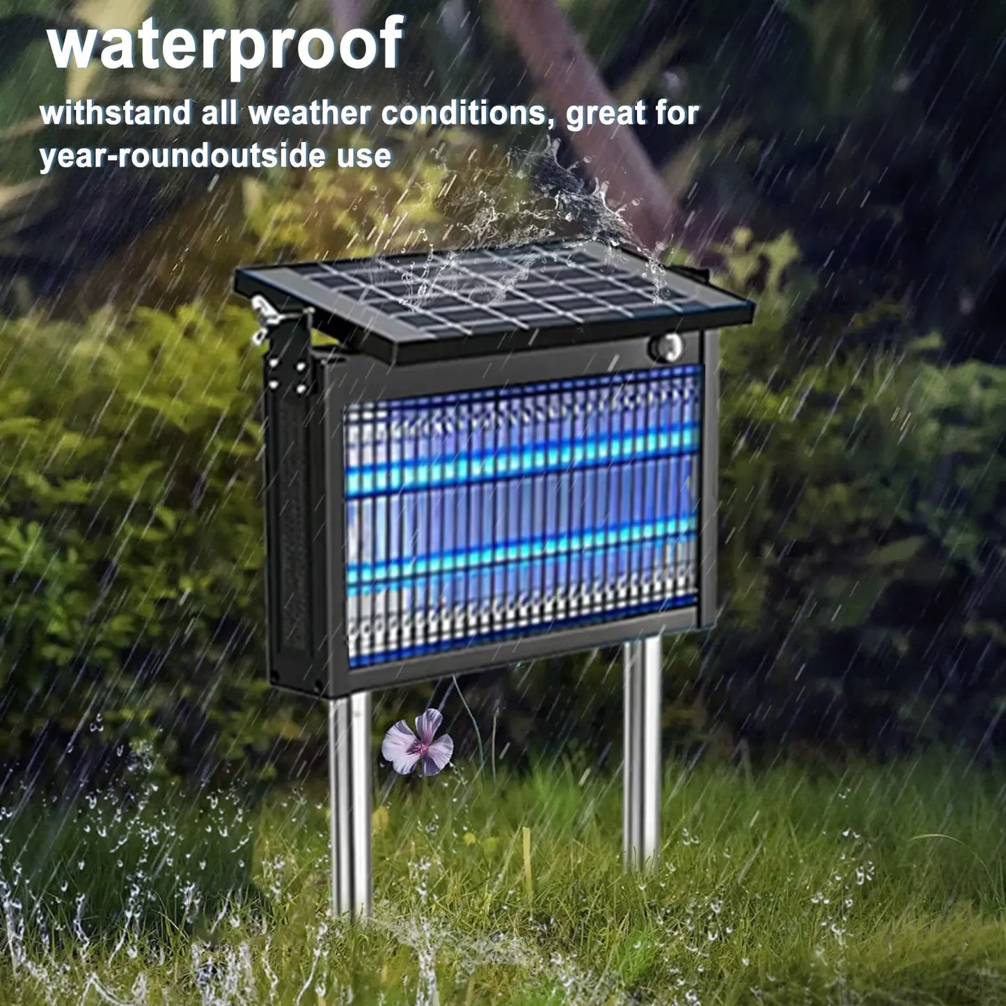 Solar Bug Zapper Outdoor Waterproof Electric Mosquito and Fly Zapper with Smart Light Sensor Rechargeable Solar Powered Trap for Patio, Backyard, Garden, Camping, and Indoor Use