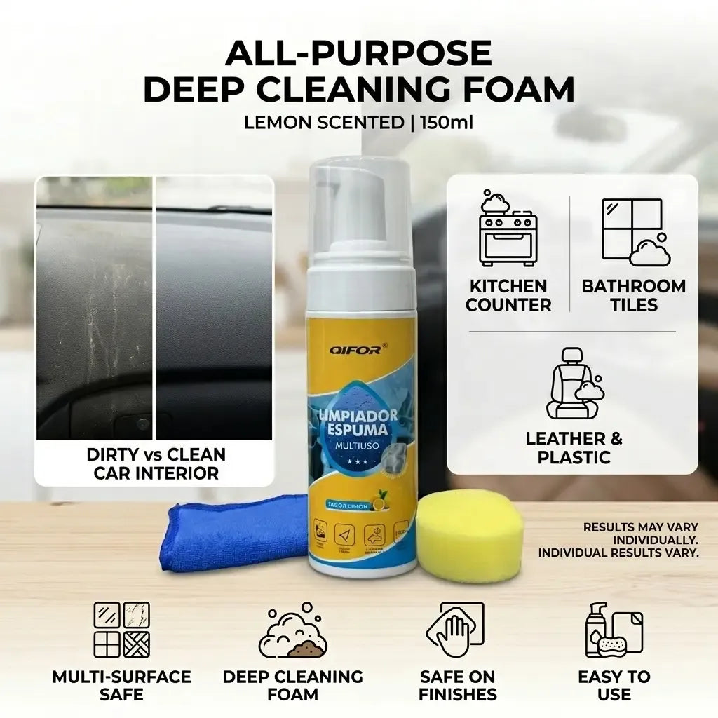 QIFOR 4-in-1 Multi-Enzyme Foam Spray Cleaner - Heavy Duty Deep Cleaning House & Car Detailing Products, Stain Removal for Car Interior & Sofa,summervibes outdoorfun