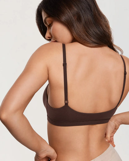 INLYRIC Women's Inbarely Triangle Bralette Plunge Unlined Seamless Bra No Underwire Sexy Comfortable Everyday