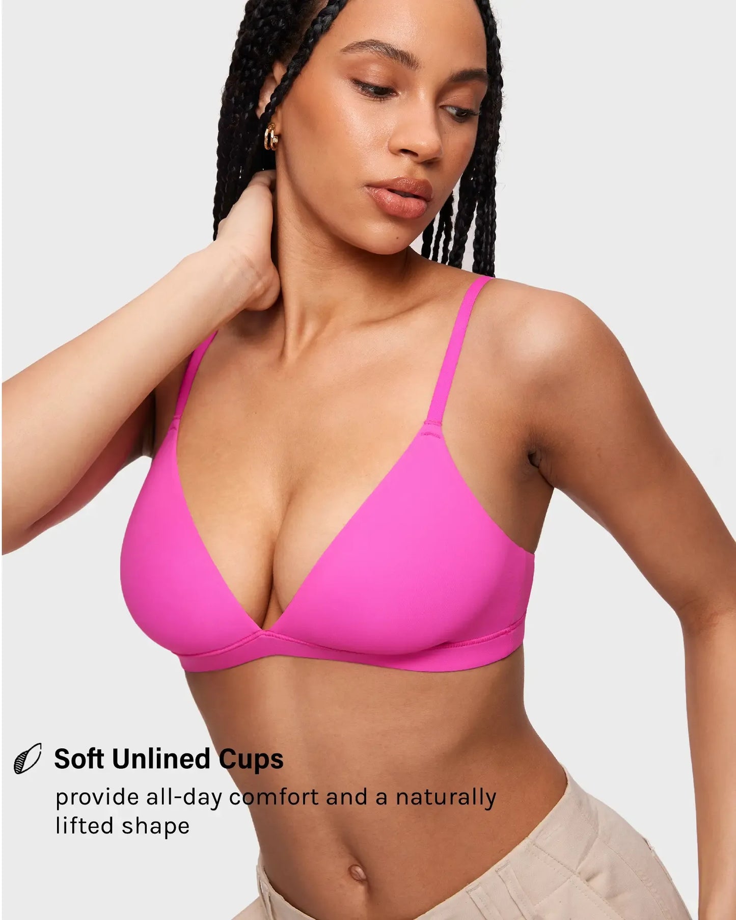 INLYRIC Women's Inbarely Triangle Bralette Plunge Unlined Seamless Bra No Underwire Sexy Comfortable Everyday