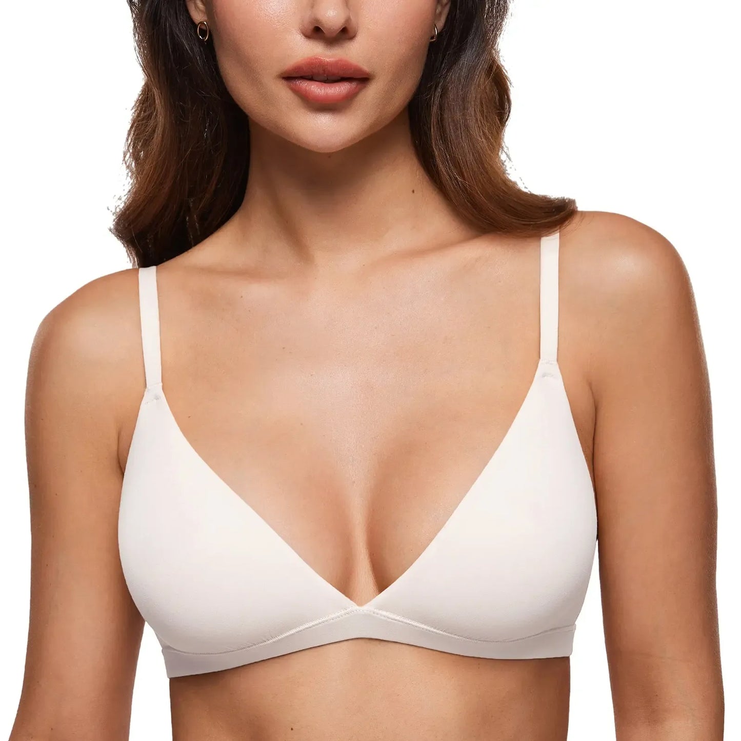 INLYRIC Women's Inbarely Triangle Bralette Plunge Unlined Seamless Bra No Underwire Sexy Comfortable Everyday