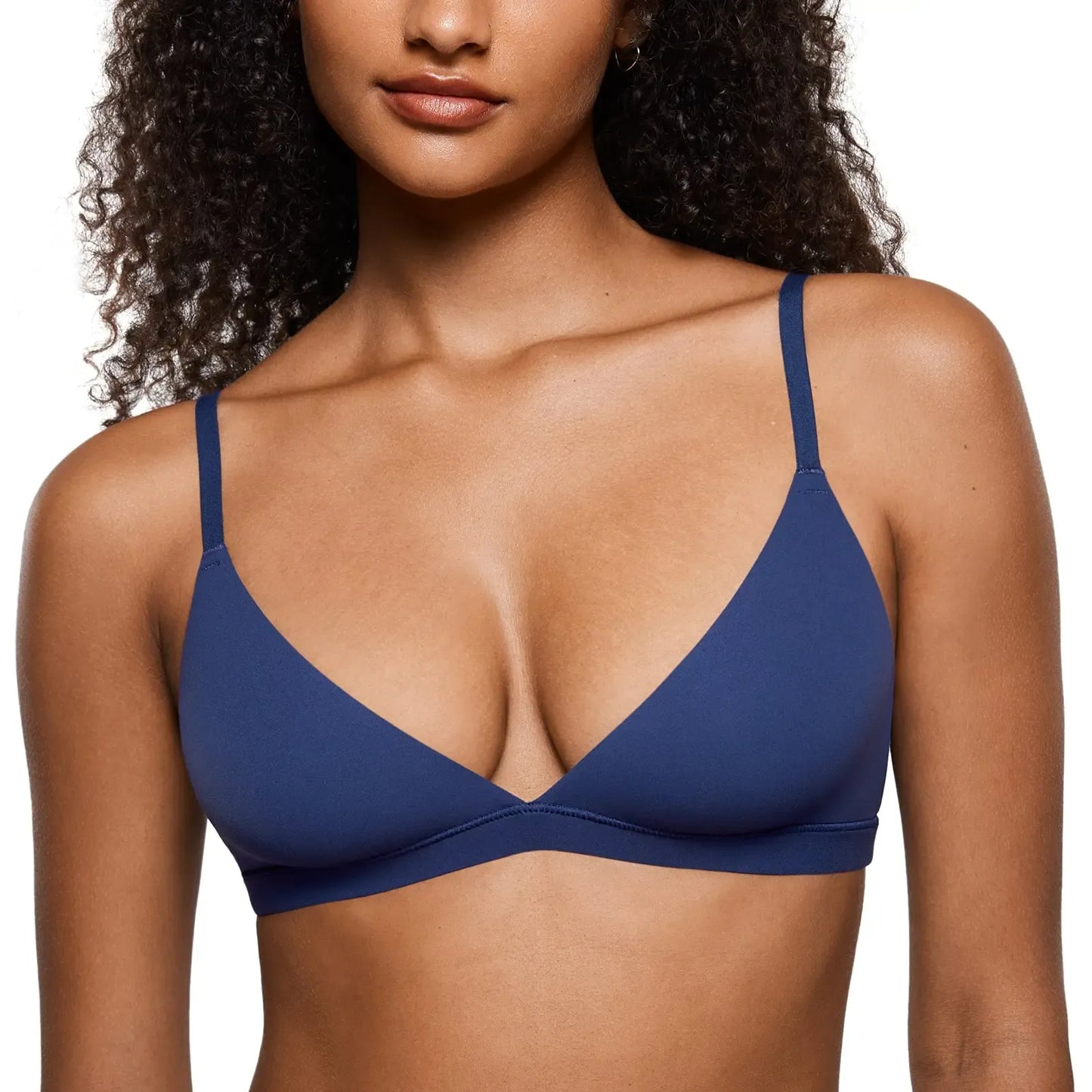 INLYRIC Women's Inbarely Triangle Bralette Plunge Unlined Seamless Bra No Underwire Sexy Comfortable Everyday