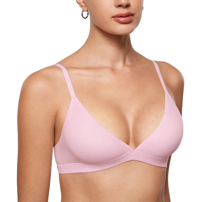 INLYRIC Women's Inbarely Triangle Bralette Plunge Unlined Seamless Bra No Underwire Sexy Comfortable Everyday