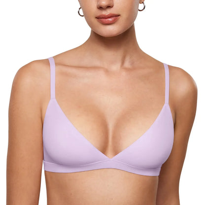 INLYRIC Women's Inbarely Triangle Bralette Plunge Unlined Seamless Bra No Underwire Sexy Comfortable Everyday