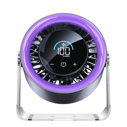Desktop Fan Turbo Table Fan Travel Vacation Essentials for Office 100-Speed Digital Display Low Noise Rechargeable Battery Dual Adjustment Modes Quiet Cooling Quiet Desk Fan Portable