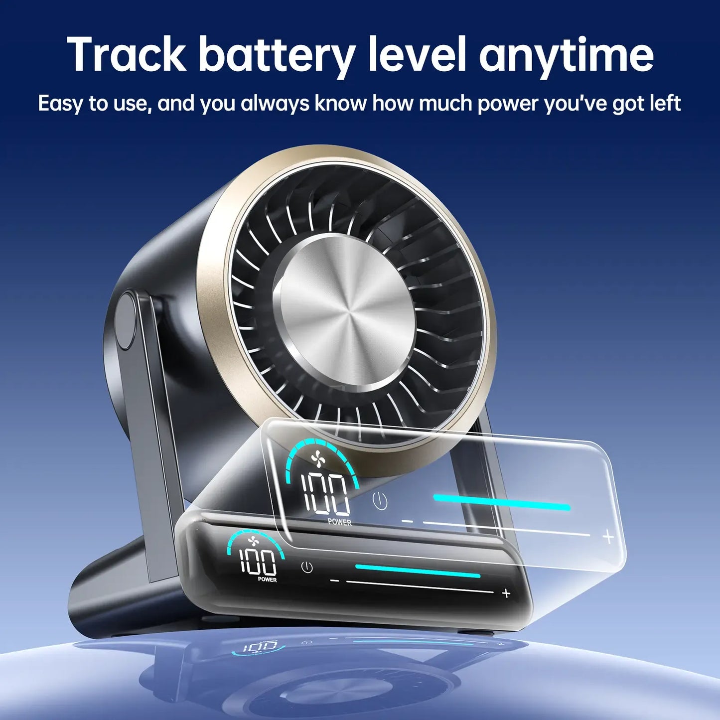 Desktop Fan Turbo Table Fan Travel Vacation Essentials for Office 100-Speed Digital Display Low Noise Rechargeable Battery Dual Adjustment Modes Quiet Cooling Quiet Desk Fan Portable