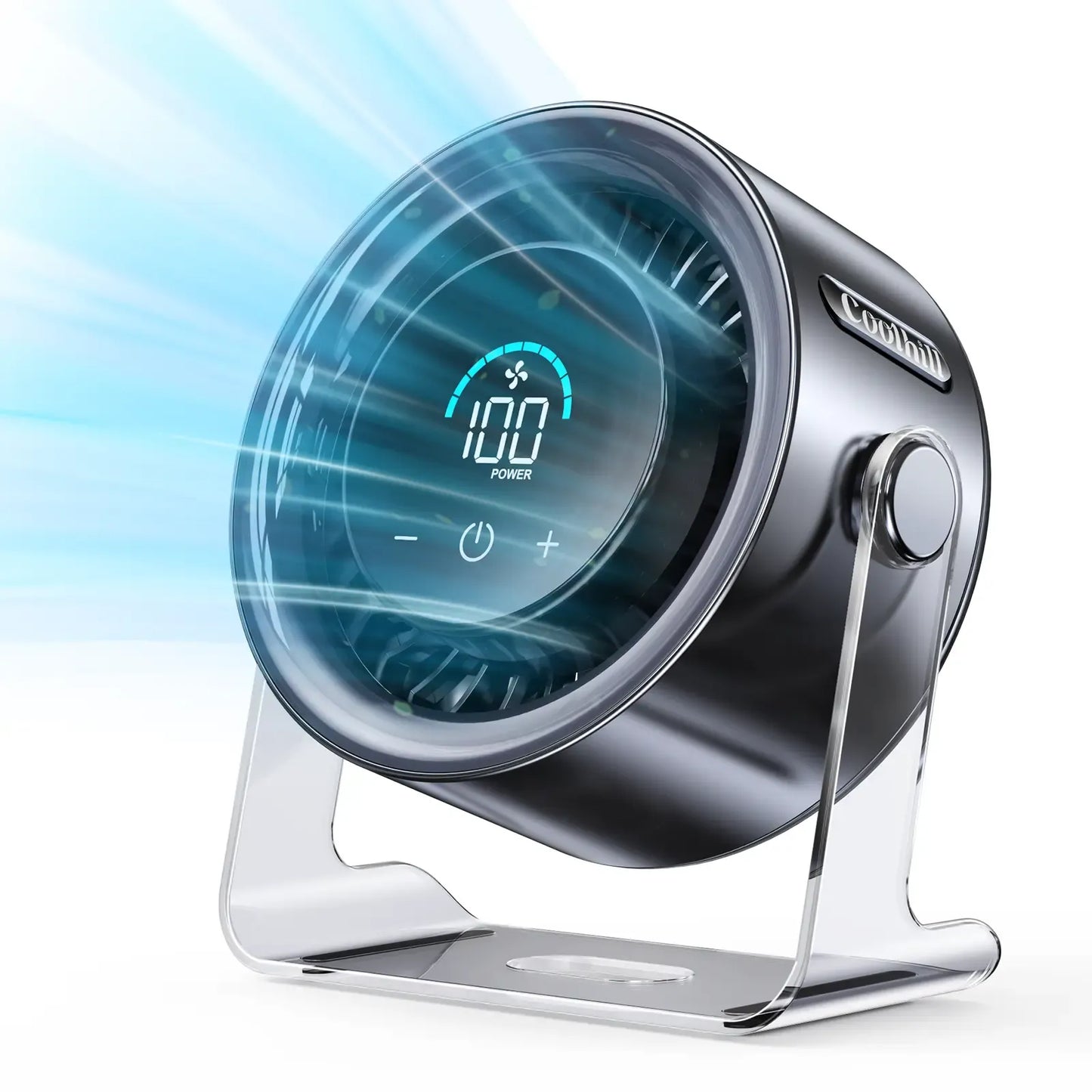 Desktop Fan Turbo Table Fan Travel Vacation Essentials for Office 100-Speed Digital Display Low Noise Rechargeable Battery Dual Adjustment Modes Quiet Cooling Quiet Desk Fan Portable