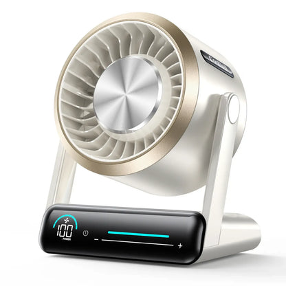 Desktop Fan Turbo Table Fan Travel Vacation Essentials for Office 100-Speed Digital Display Low Noise Rechargeable Battery Dual Adjustment Modes Quiet Cooling Quiet Desk Fan Portable