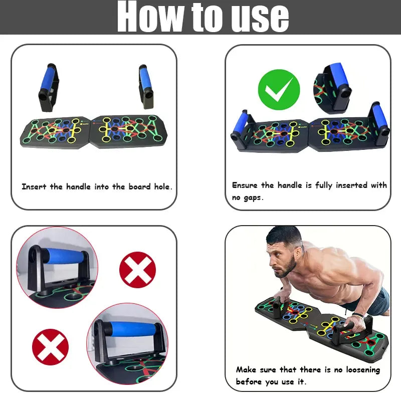 Push up Board, Push-up Board Training Set,28 Holes Home Push-up Training Board, Pull Bar, Chest Muscle Abdominal Muscle Training Equipment for Men & Women, Fitness Enthusiasts, Upper Body Strength, Portable Design, Ab Workout