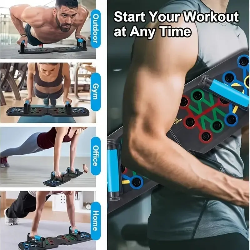 Push up Board, Push-up Board Training Set,28 Holes Home Push-up Training Board, Pull Bar, Chest Muscle Abdominal Muscle Training Equipment for Men & Women, Fitness Enthusiasts, Upper Body Strength, Portable Design, Ab Workout