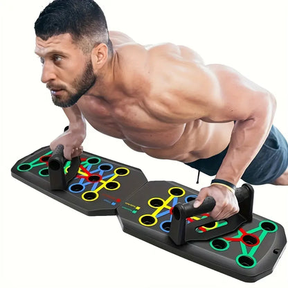 Push up Board, Push-up Board Training Set,28 Holes Home Push-up Training Board, Pull Bar, Chest Muscle Abdominal Muscle Training Equipment for Men & Women, Fitness Enthusiasts, Upper Body Strength, Portable Design, Ab Workout