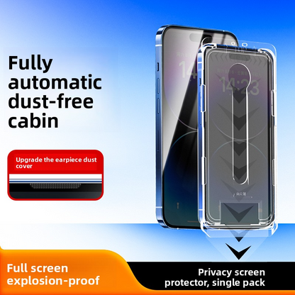 Compatible with iPhone 16 — Tempered Glass Screen Protector featuring Anti-Spy Privacy, Dust-Free Installation Tray, Electroplated Finish, HD Clarity, and Earpiece Dust Guard — Also Compatible with iPhone 14 and 16 Pro