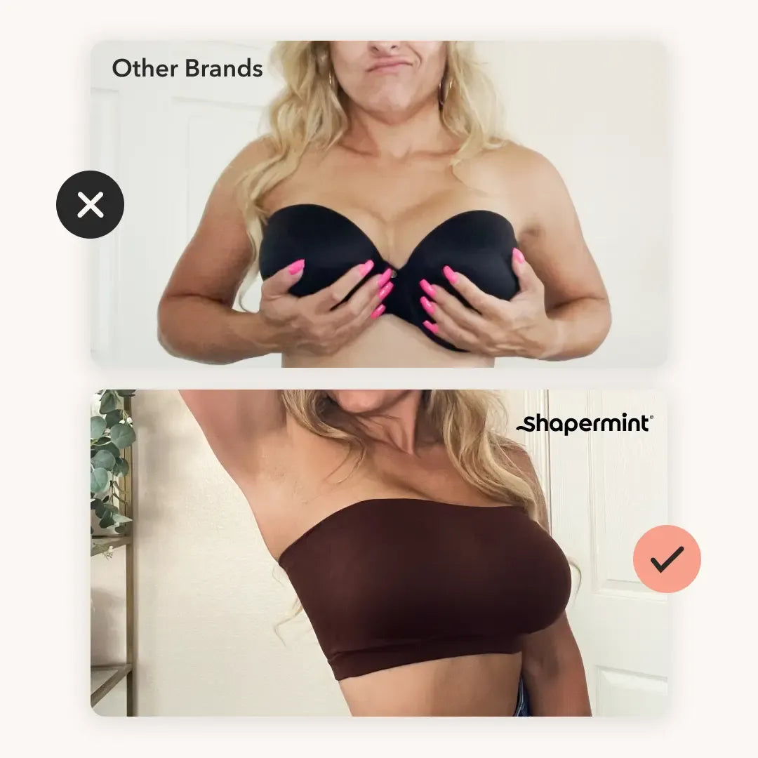 Convertible Strapless Bandeau Bra with Wireless Comfort, Anti-Slip Grip & Removable Straps