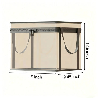 Large Clear Thick Plastic Storage Box with Hinged Lid, Heavy-Duty Durable High Capacity Organizer, Perfect for Home, Camping, Travel, Attic and Moving