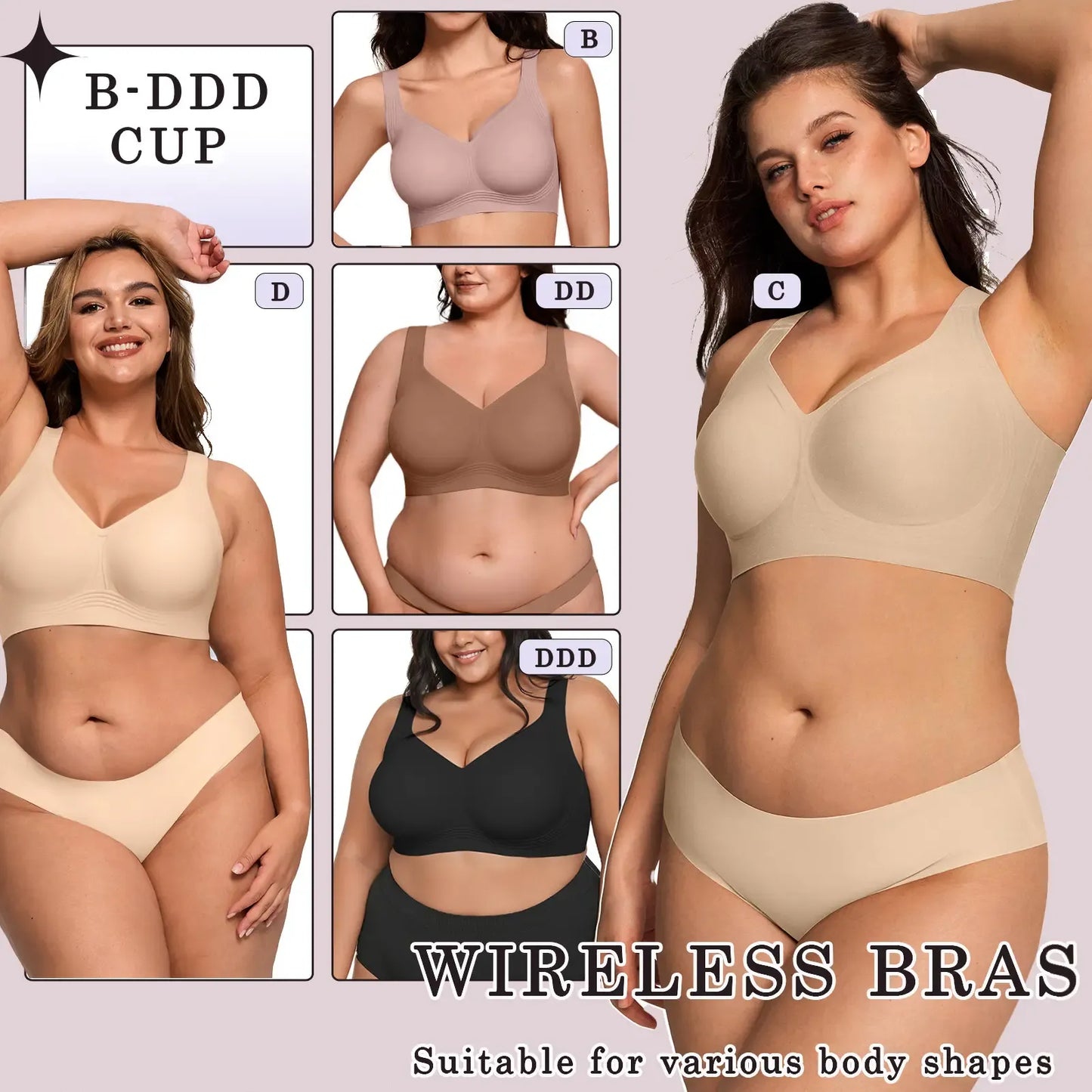Vertvie｜GRACE Classic T-Shirt Bra, Jelly Bras, Wireless Full Coverage for All Day Comfort