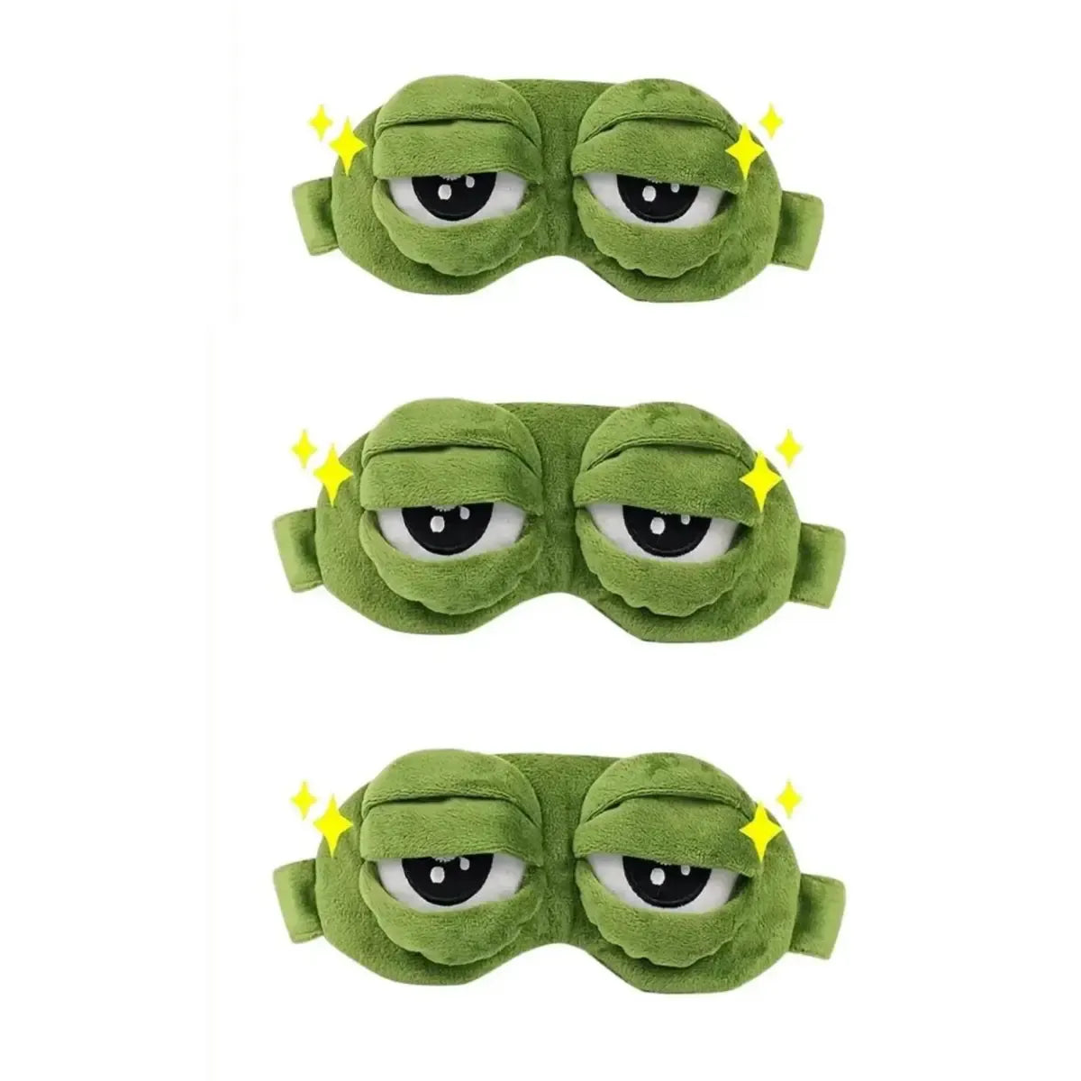 Frog Sleep Mask — A stylish, shimmering sleep mask featuring an adorable "Sad Frog" design. This fun, plush eye mask is perfect for travel, yoga, napping, and light-blocking; its soft cotton lining gently cares for sensitive skin.