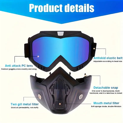 A Full-face Goggle with Anti-fog High-definition Lenses, a Detachable and Adjustable Ski Mask, and a Comfortable Handyman mask Sponge Pad - Made of Plastic Yard Work