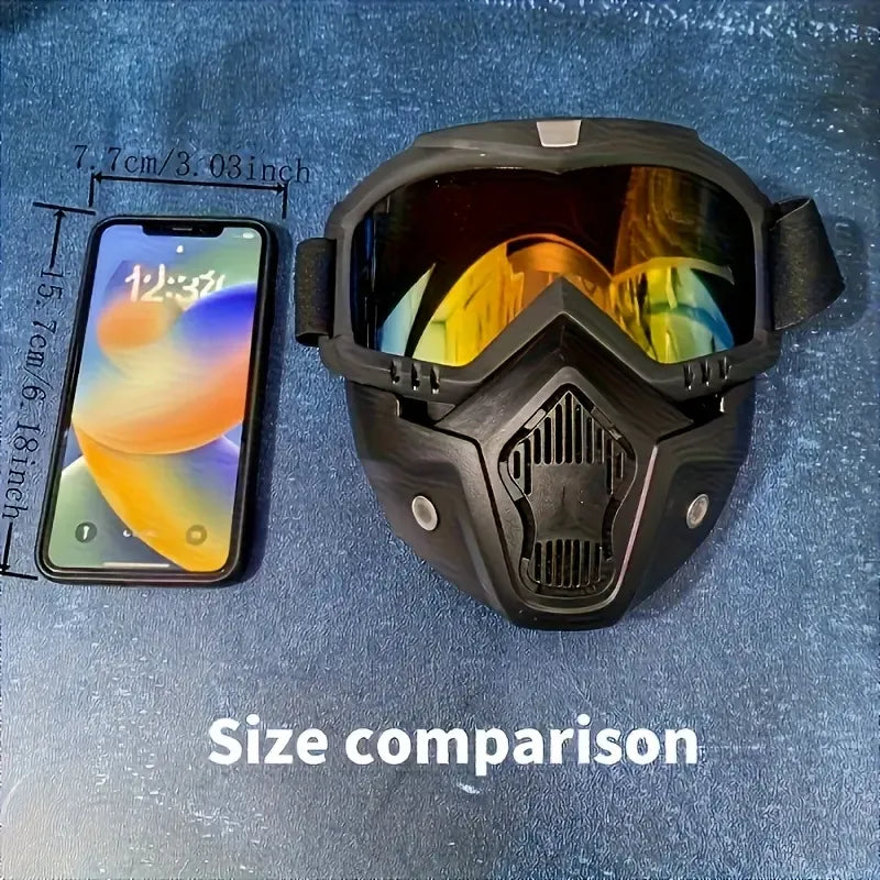 A Full-face Goggle with Anti-fog High-definition Lenses, a Detachable and Adjustable Ski Mask, and a Comfortable Handyman mask Sponge Pad - Made of Plastic Yard Work