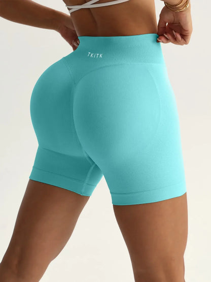Women's Seamless Natural waist Soft Yoga Shorts, Quick Dry Sporty Pants for Gym Running Biking, All Seasons Natural Waist Plain Design, Moisture Wicking Shorts
