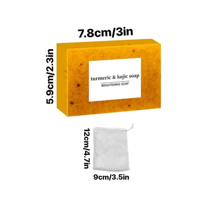 3PCS Lemon Turmeric Kojic Acid Soap Bar – Dark Spot Remover for Face & Body | Brightening Turmeric Kojic Soap for Glowing Skin Cleansing