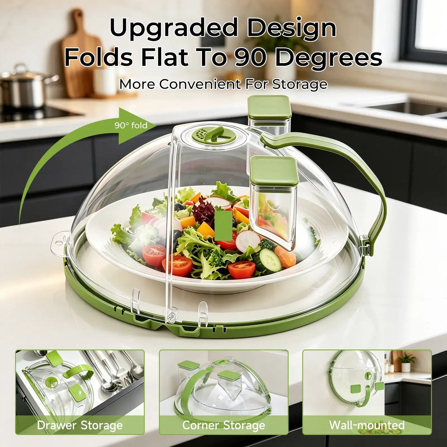 Upgraded Foldable Microwave Splatter Cover with Dual Water Steamer, 10 Inch Clear Vented Food Lid with Handle, Anti-Splatter Microwave Cover for Moisture-Rich Heating, Kitchen Gadget