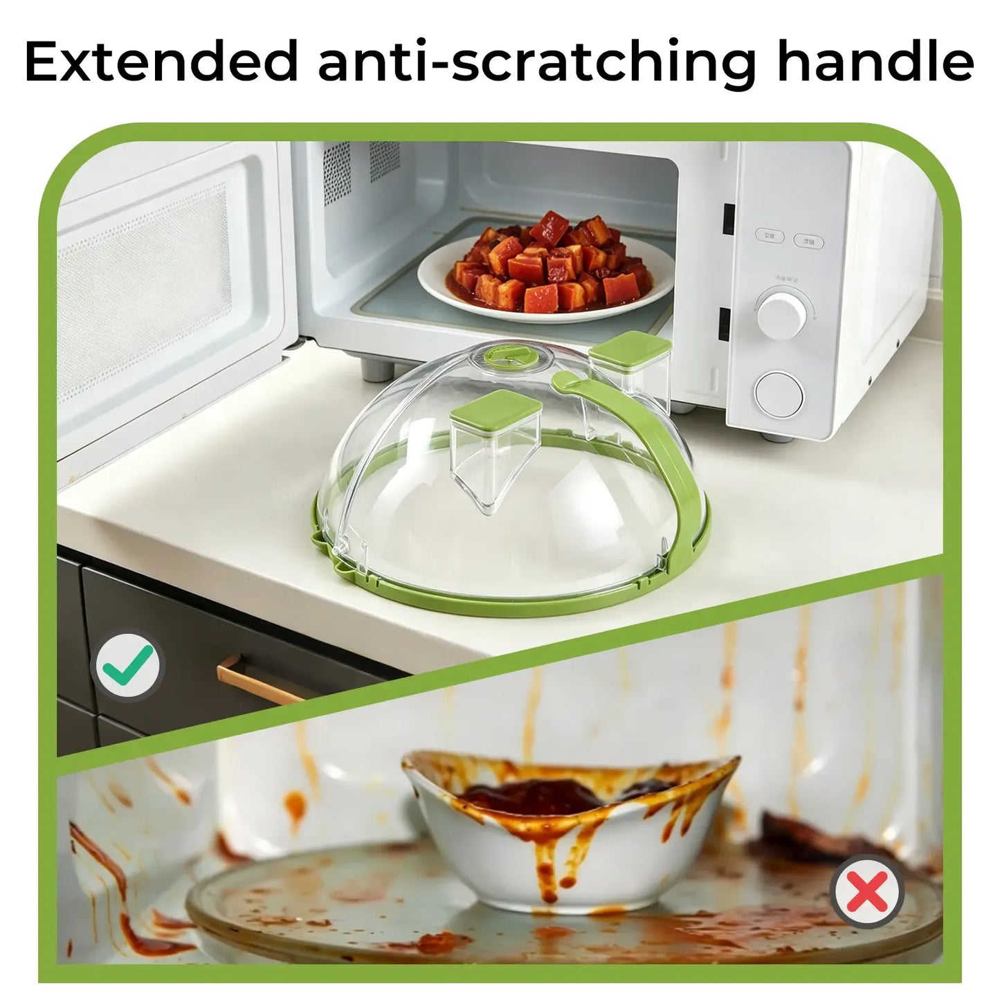 Upgraded Foldable Microwave Splatter Cover with Dual Water Steamer, 10 Inch Clear Vented Food Lid with Handle, Anti-Splatter Microwave Cover for Moisture-Rich Heating, Kitchen Gadget