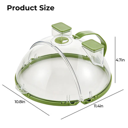 Upgraded Foldable Microwave Splatter Cover with Dual Water Steamer, 10 Inch Clear Vented Food Lid with Handle, Anti-Splatter Microwave Cover for Moisture-Rich Heating, Kitchen Gadget