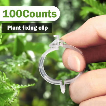 100 Counts Plant Support Clips, Upright Growth Support for Tomato & Grape Vines - White Plastic Trellis Clips for Vegetables