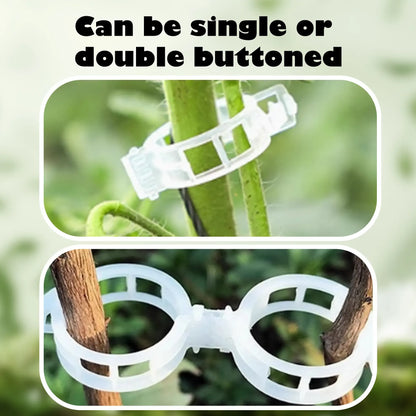 100 Counts Plant Support Clips, Upright Growth Support for Tomato & Grape Vines - White Plastic Trellis Clips for Vegetables