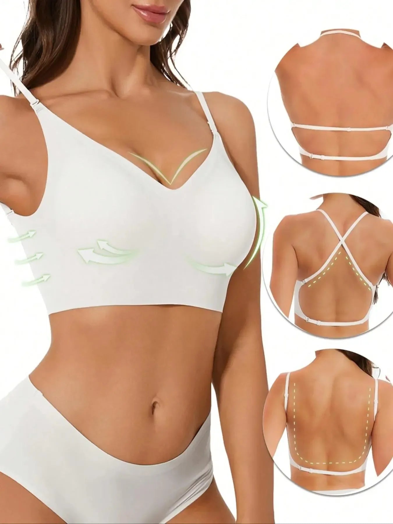 Women's Solid Backless Bra, Breathable Comfortable Wireless Bra, Women's Lingerie for All Seasons, Breathable Comfy Bra, Soft Comfy Bra
