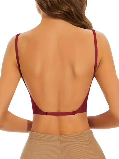 Women's Solid Backless Bra, Breathable Comfortable Wireless Bra, Women's Lingerie for All Seasons, Breathable Comfy Bra, Soft Comfy Bra