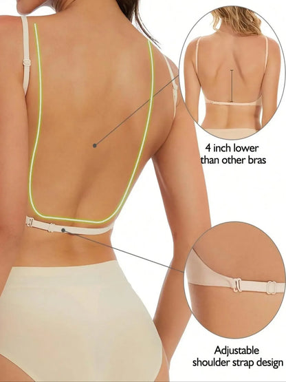 Women's Solid Backless Bra, Breathable Comfortable Wireless Bra, Women's Lingerie for All Seasons, Breathable Comfy Bra, Soft Comfy Bra