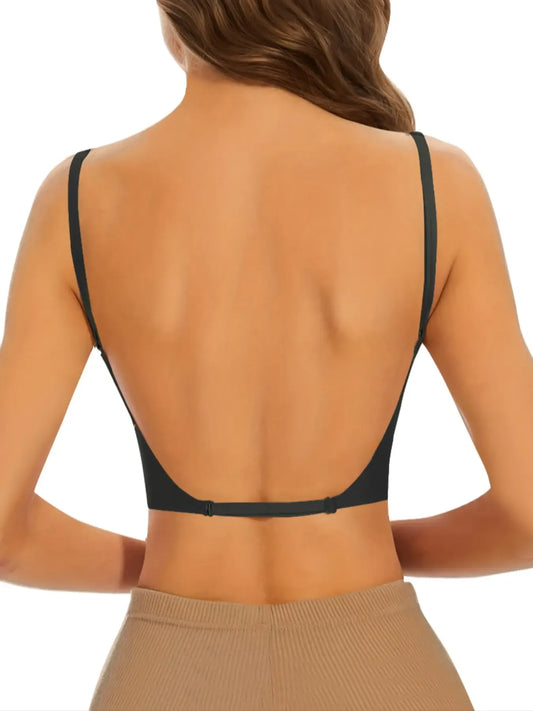 Women's Solid Backless Bra, Breathable Comfortable Wireless Bra, Women's Lingerie for All Seasons, Breathable Comfy Bra, Soft Comfy Bra
