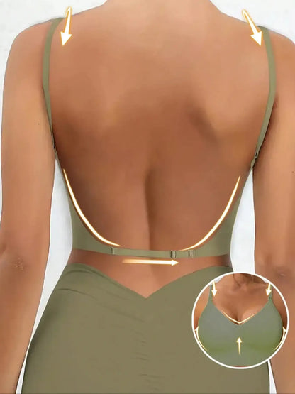 Women's Solid Backless Bra, Breathable Comfortable Wireless Bra, Women's Lingerie for All Seasons, Breathable Comfy Bra, Soft Comfy Bra