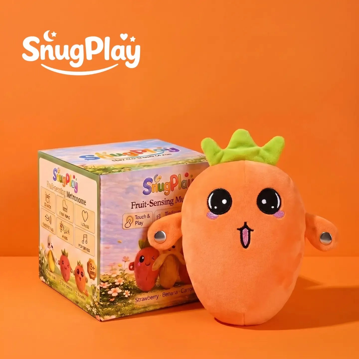 SnugPlay Interactive Music Plush Toy Set – Banana, Strawberry & Carrot Electric Plush Toys for Parent-Child Interaction, Couples & Friends Prank Toy, Valentine’s Day & Easter Party Fun Gift for Kids & Adults stuffed animals cute girly gifts