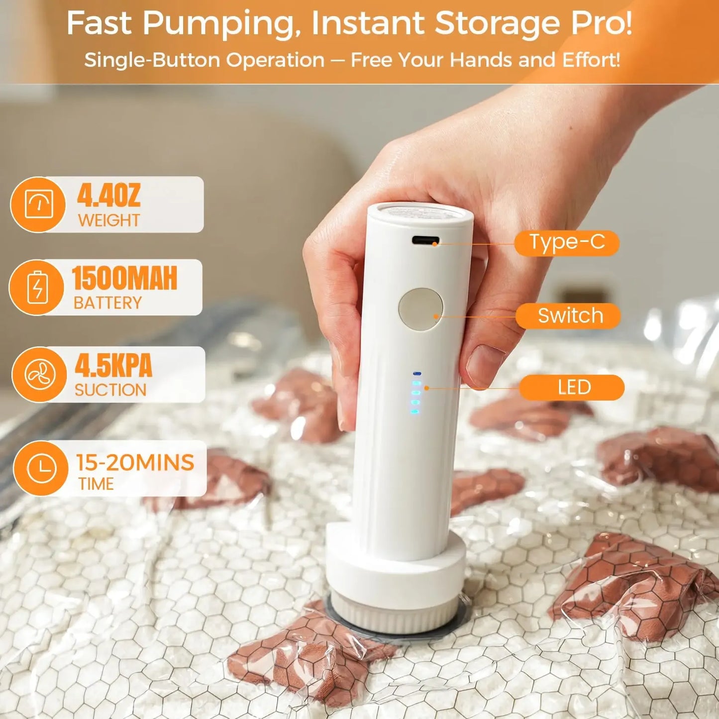 Cordless Travel Vacuum Bag Set Vacuum Bags for Travel with Rechargeable air Pump, 15 Pack Carry-on Size Compression Packing Bags for Luggage and Suitcase memorial day deals
