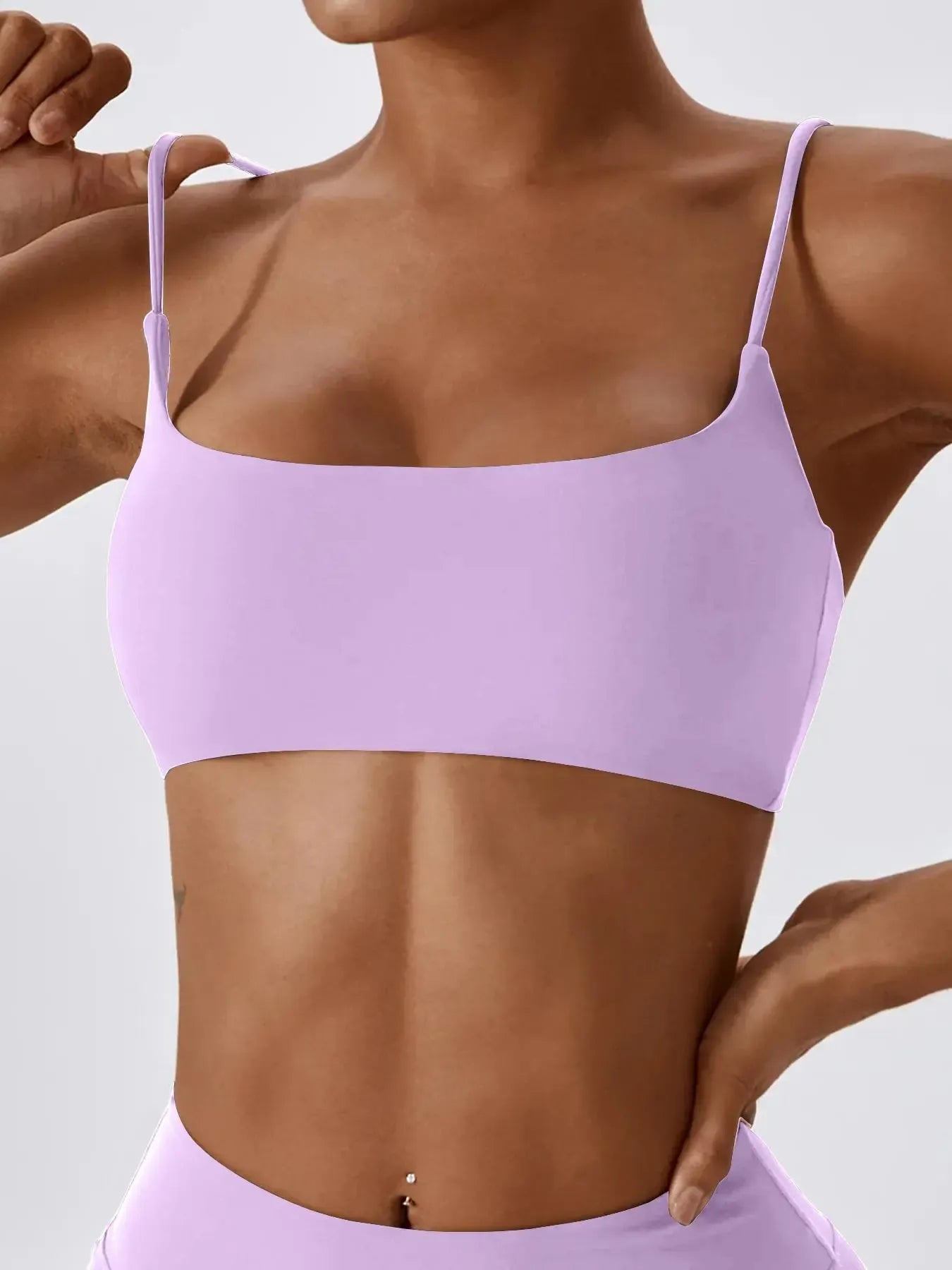Women's Solid Wireless Sports Bra, Strappy Workout Bra, Sporty Breathable Comfortable Bra, Ladies Sportswear for Yoga Gym