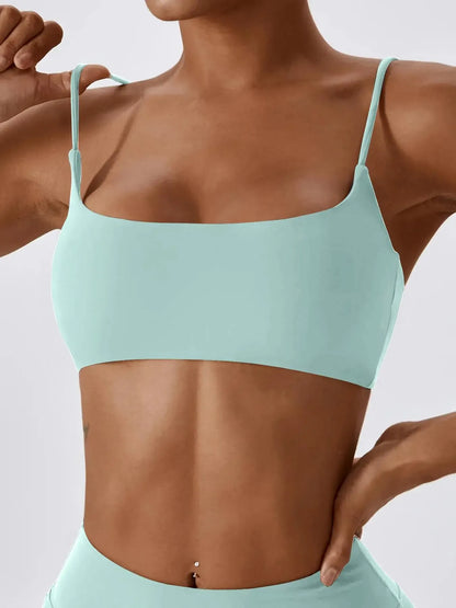 Women's Solid Wireless Sports Bra, Strappy Workout Bra, Sporty Breathable Comfortable Bra, Ladies Sportswear for Yoga Gym