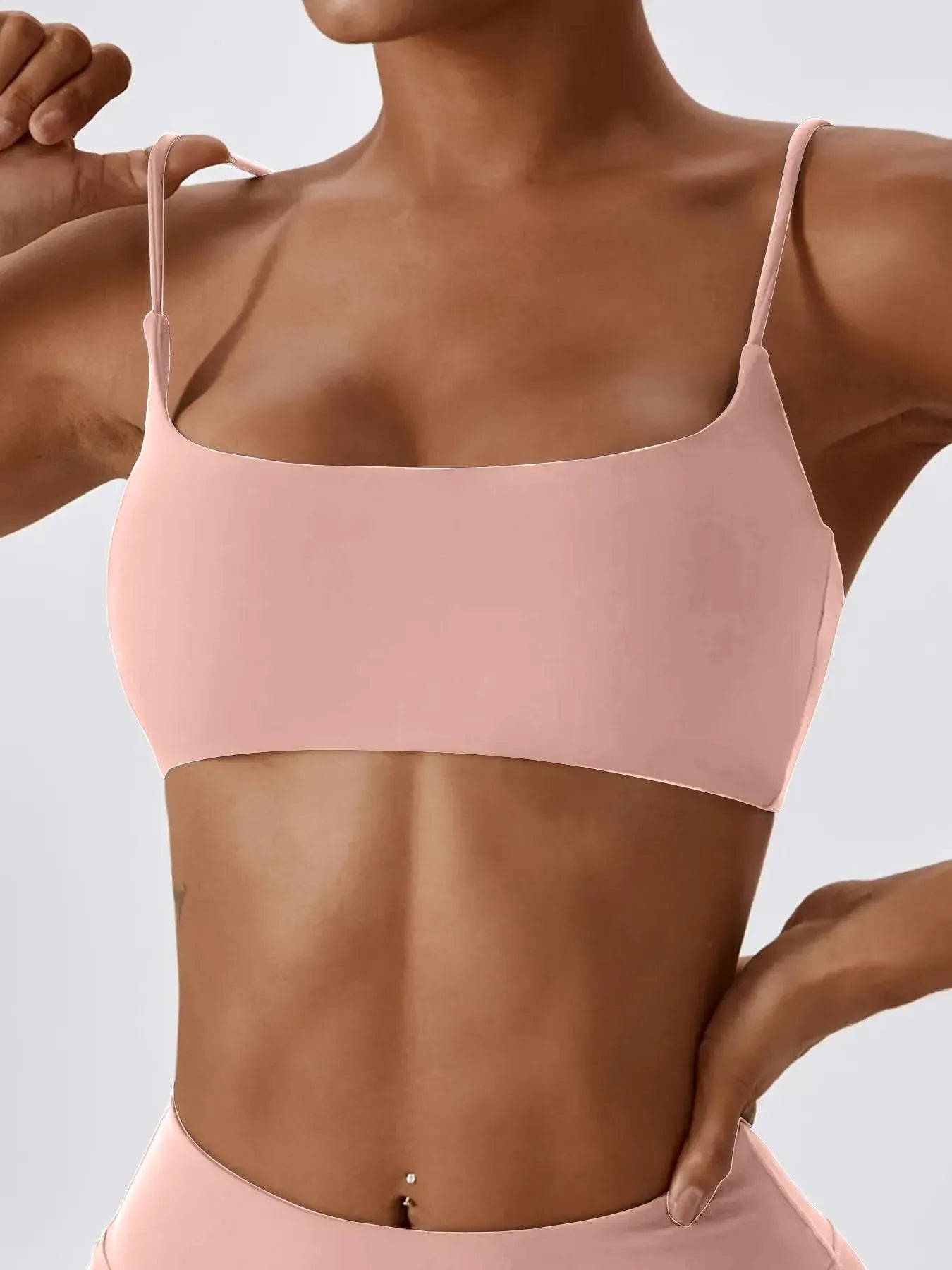 Women's Solid Wireless Sports Bra, Strappy Workout Bra, Sporty Breathable Comfortable Bra, Ladies Sportswear for Yoga Gym