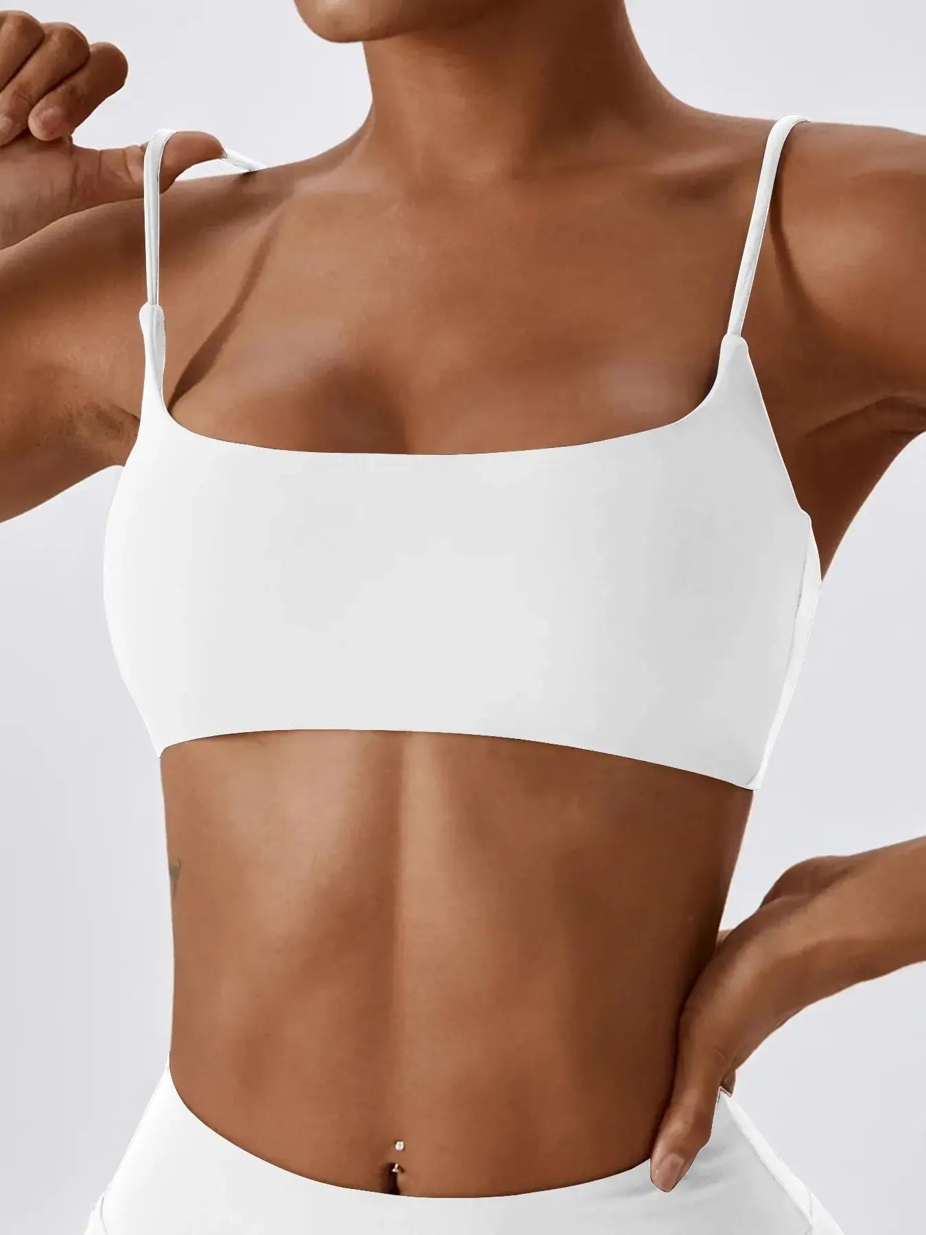 Women's Solid Wireless Sports Bra, Strappy Workout Bra, Sporty Breathable Comfortable Bra, Ladies Sportswear for Yoga Gym