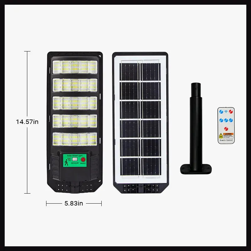 Upgraded Solar Street Light Outdoor 5730 SMD LED 120LM/W Super Bright Monocrystalline Panel LiFePO4 Battery IP65 Waterproof for Yard Garden Street Garage