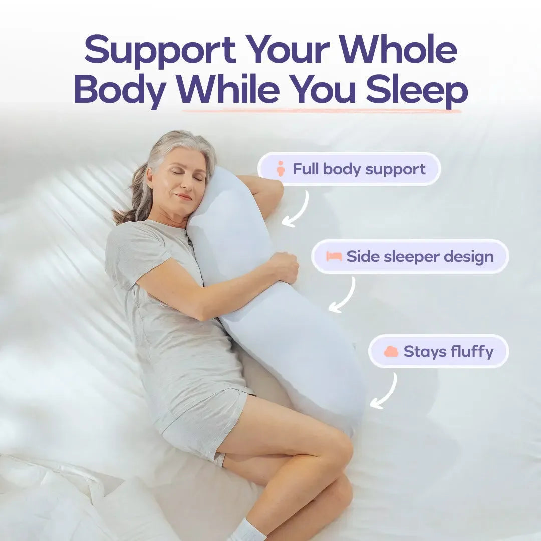 Pillow - Full Body Ergonomic Support Pillow for Back, Belly, Hips & Legs, Cooling Side Sleeper Pillow for Pregnancy, Maternity & Body Pain Relief