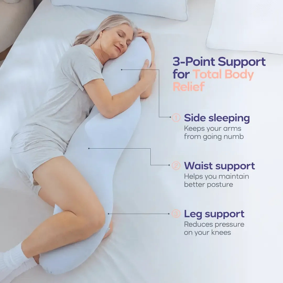 Pillow - Full Body Ergonomic Support Pillow for Back, Belly, Hips & Legs, Cooling Side Sleeper Pillow for Pregnancy, Maternity & Body Pain Relief