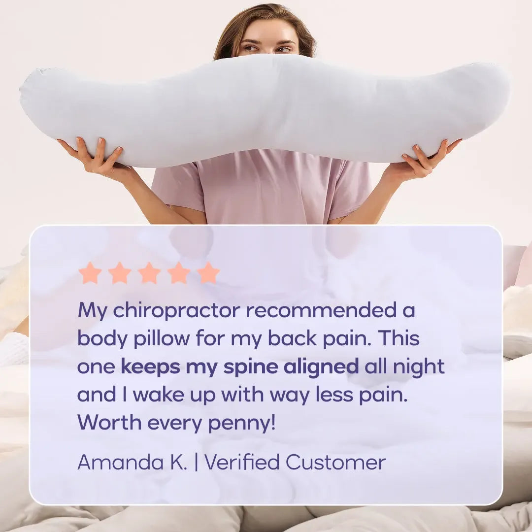 Pillow - Full Body Ergonomic Support Pillow for Back, Belly, Hips & Legs, Cooling Side Sleeper Pillow for Pregnancy, Maternity & Body Pain Relief