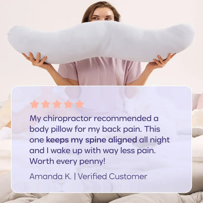 Pillow - Full Body Ergonomic Support Pillow for Back, Belly, Hips & Legs, Cooling Side Sleeper Pillow for Pregnancy, Maternity & Body Pain Relief