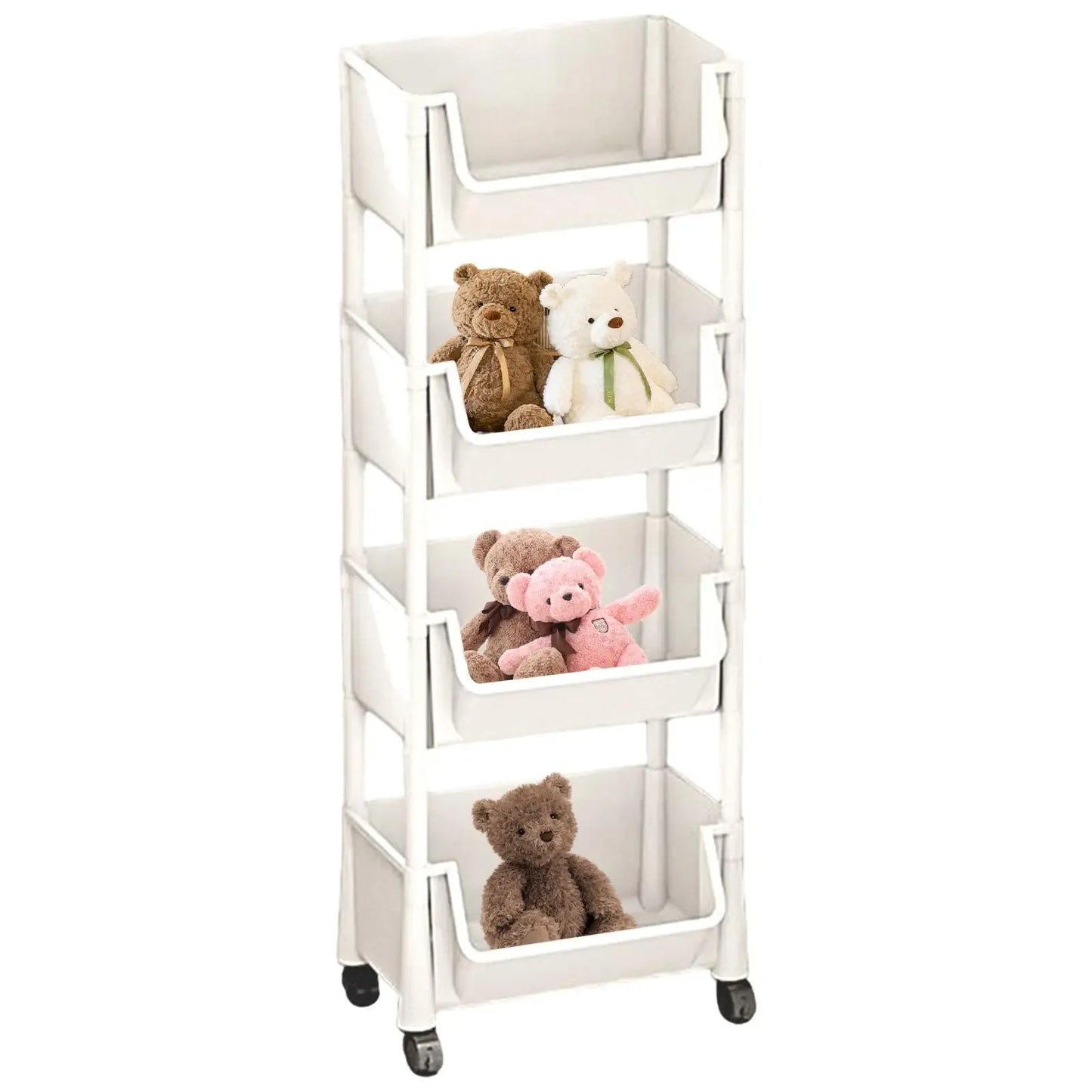 Multifunctional Multi-Layer Plastic Storage Cartwith Wheels, Layered Shelf Organizer for BedroomKitchen Bathroom Living Room memorial day deals