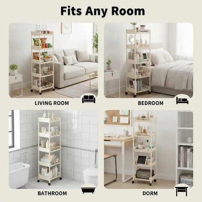 Multifunctional Multi-Layer Plastic Storage Cartwith Wheels, Layered Shelf Organizer for BedroomKitchen Bathroom Living Room memorial day deals